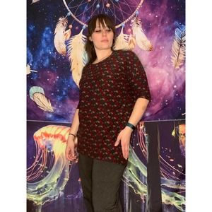 LuLaRoe Ladies' S Red Long Floral Blouse